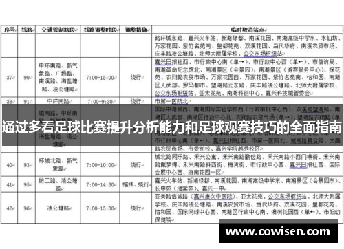 通过多看足球比赛提升分析能力和足球观赛技巧的全面指南
